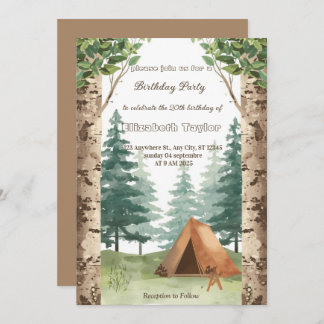 Invitación scout Camping party birthday invitation