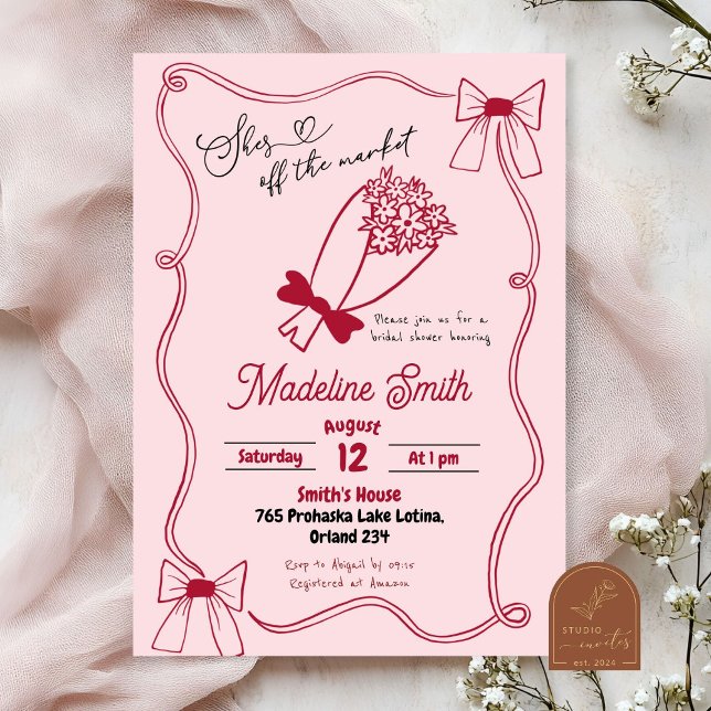 Invitación Scribble Bow Fresco De La Ducha De Las Novias En E (Subido por el creador)