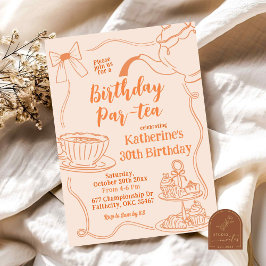 Invitación Scribble Coquette Birthday Par-Tea