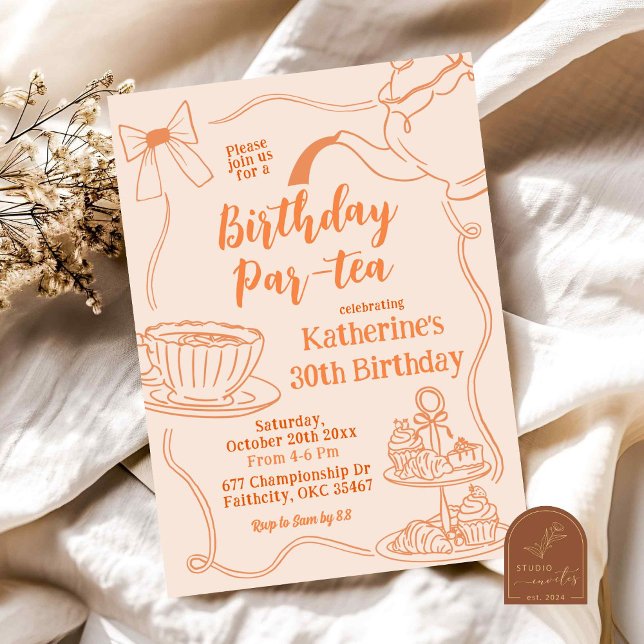 Invitación Scribble Coquette Cumpleaños Par-Tea (Subido por el creador)
