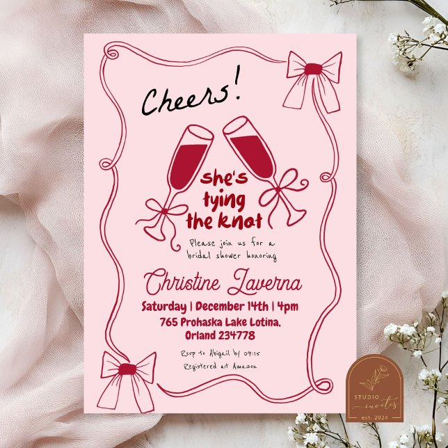 Invitación Scribble Red Bow Saluda A La Ducha Bridal (Subido por el creador)