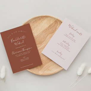 Invitación Script Calligraphy Terracotta Bachelorette Party