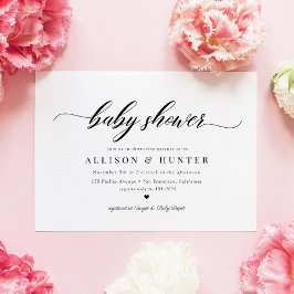 Invitación Script de caligrafía clásica elegancia Baby Shower