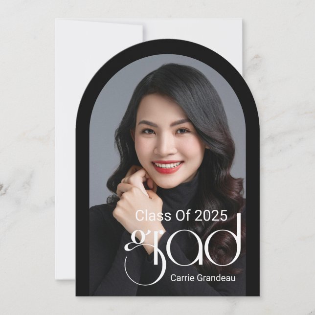 Invitación Script de Elegancia Moderna Arco Foto Fiesta de Gr (Anverso)