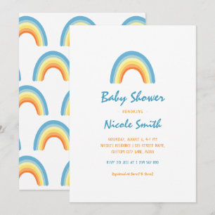 Invitación Script de escritura a mano simple Rainbow Baby Sho