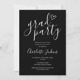 Invitación Script de fiesta de graduación de corazón de fiest