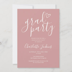 Invitación Script de fiesta de graduación Dusty Rose Fiesta d