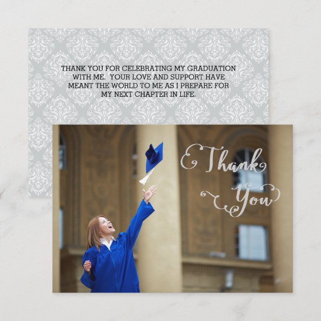Invitación Script de graduación - 3x5 Gracias (Anverso / Reverso)
