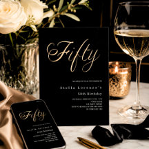 Script de oro negro elegante cumpleaños 50 lujo