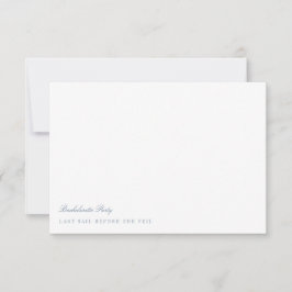 Invitación Script Dusty Blue & White Bachelorette Party Card
