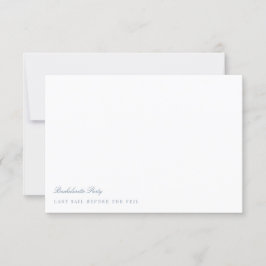 Invitación Script Dusty Blue & White Bachelorette Party Card