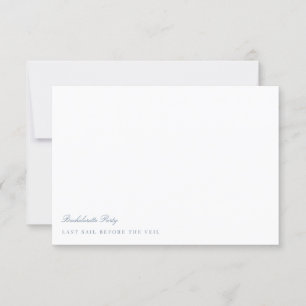 Invitación Script Dusty Blue & White Bachelorette Party Card