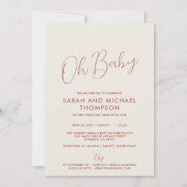 Invitación Script elegante para baby shower de marfil moderno