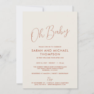 Invitación Script elegante para Baby Shower en marfil moderno