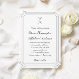 Invitación Script formal con monograma geométrico Boda