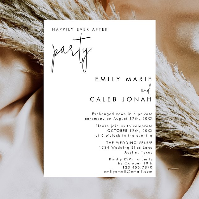 Invitación Script Happily Ever After Party Wedding Reception (Subido por el creador)