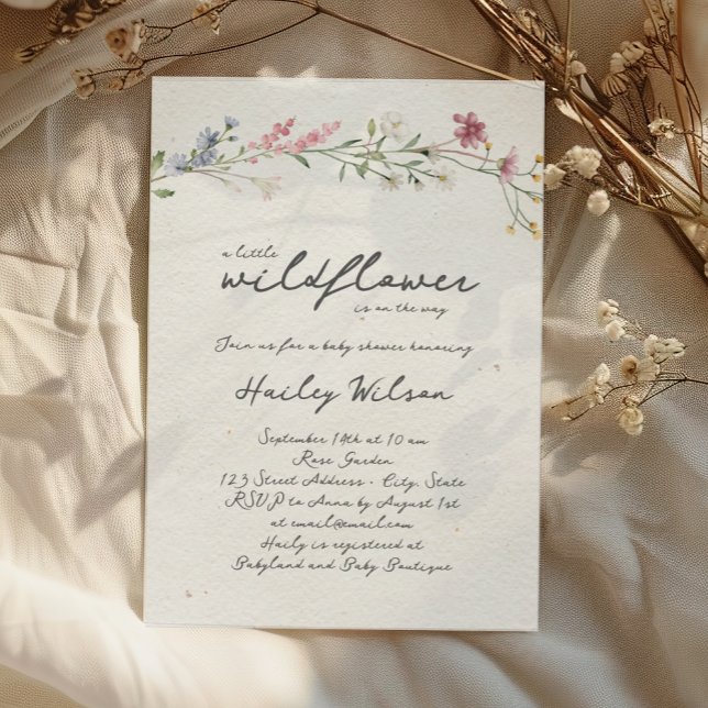 Invitación Script Little Wildflower Baby Shower (Subido por el creador)