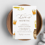 Invitación Script Love is Breer Theme Shower<br><div class="desc">Sorprenda a sus seres queridos con esta elegante invitación a la ducha de novias,  que incluye ilustraciones de cerveza a acuarela de bonito y detalles editables. Personalizar fácilmente haciendo clic en la opción "personalizar".</div>