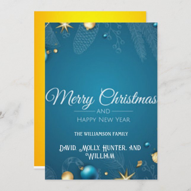 Invitación Script Merry Christmas BLue Holiday Card (Anverso / Reverso)