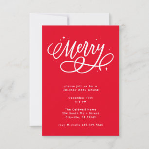 Invitación Script Merry Holiday Burbujeante Brillante