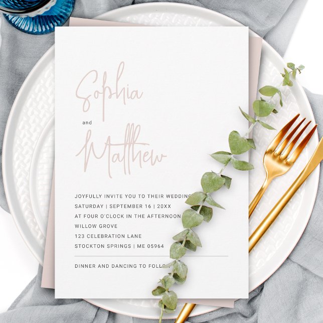 Invitación Script Minimalista Moderno Rosa Polvo | Boda (Subido por el creador)