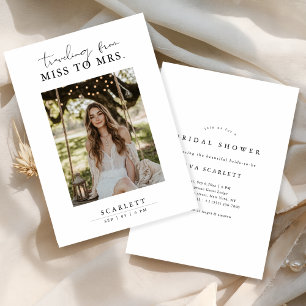 Invitación Script Miss to Mrs Minimalista Boho Bridal Shower