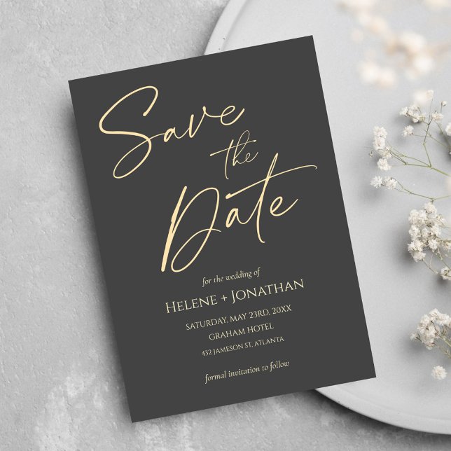 Invitación Script Modern Elegant Wedding Save The Date (Script Modern Elegant Wedding Save The Date Invitation)