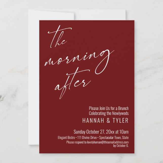 Invitación Script Moderno El Brunch de la Mañana Después Borg (Anverso)