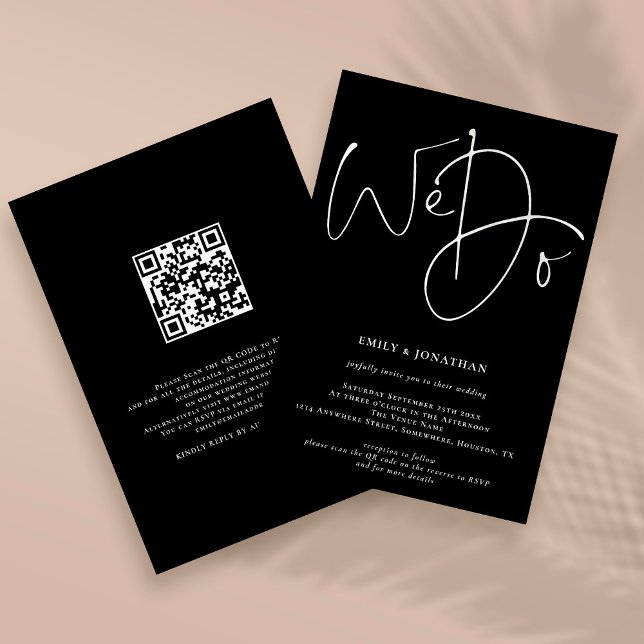 Invitación Script Moderno Nosotros Hacemos Código QR Boda Neg (Subido por el creador)