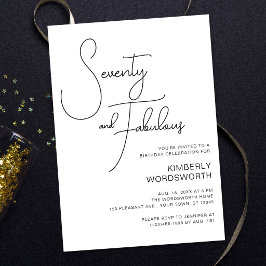 Invitación Script Moderno Setenta y Fabuloso Cumpleaños 70