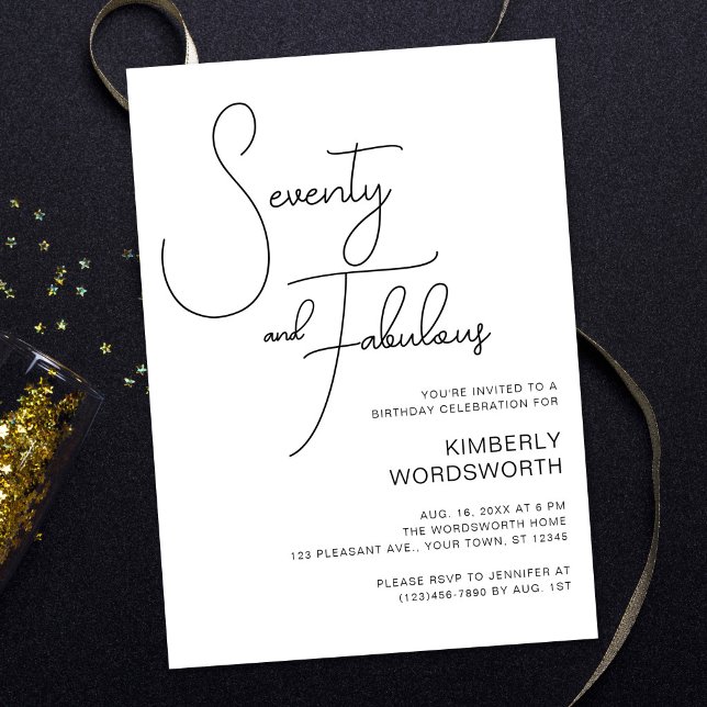 Invitación Script Moderno Setenta y Fabuloso Cumpleaños 70 (Subido por el creador)