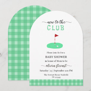 Invitación Script nuevo para el Baby Shower de golf del club