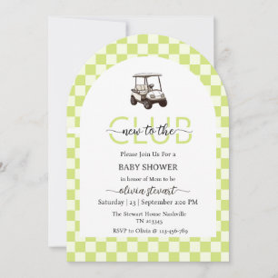 Invitación Script nuevo para el Baby Shower de golf del club