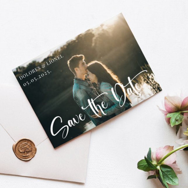 Invitación Script Parple Photo Guardar la fecha (Subido por el creador)