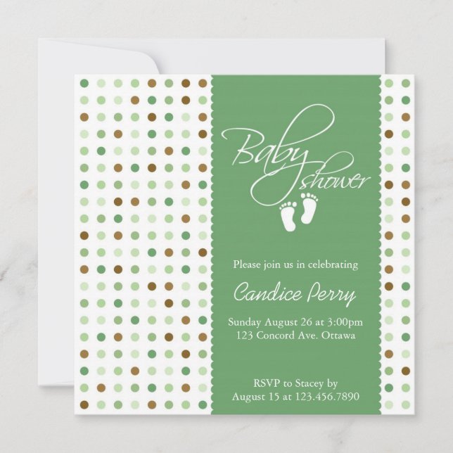 Invitación Script Polka Dot Baby Shower Invite (Anverso)