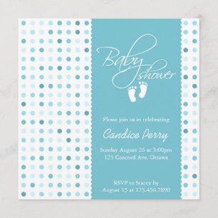 Invitación Script Polka Dot Boy Baby Shower Invitar