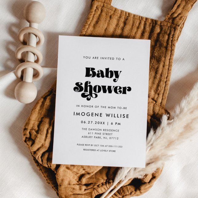 Invitación Script retro vintage Baby Shower (Subido por el creador)