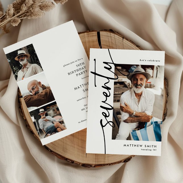 Invitación Script Setenta 4 Collage de Fotos Cumpleaños 70 (Subido por el creador)