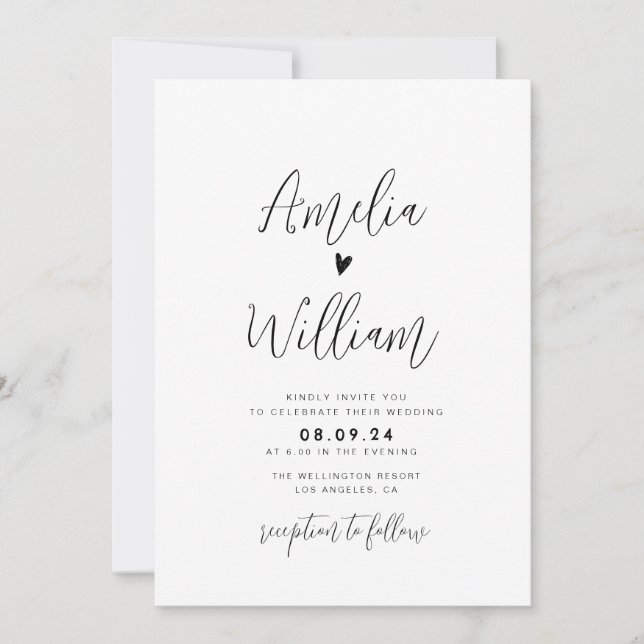 Invitación script simple todo en un boda de código QR (Anverso)