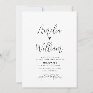 Invitación script simple todo en un boda de código QR