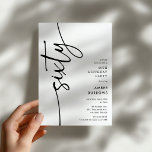 Invitación Script Sixty' 60th Birthday<br><div class="desc">Celebrate your milestone 60th birthday in style with our 'Elegant Script 60th Birthday Invitation.' This invitation exudes sophistication with its elegant script typography, showcasing the word 'sixty' running up the side. Plus, our easy-to-customize template allows you to add your own event details effortlessly. Say goodbye to fuss and hello to...</div>