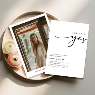 Invitación Script Trendy Minimal Boda Engagement Photo