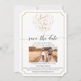 Invitación Script Typography Love in Air Gold Save the Date