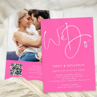 Script We Do Photo QR Code Hot Pink Boda