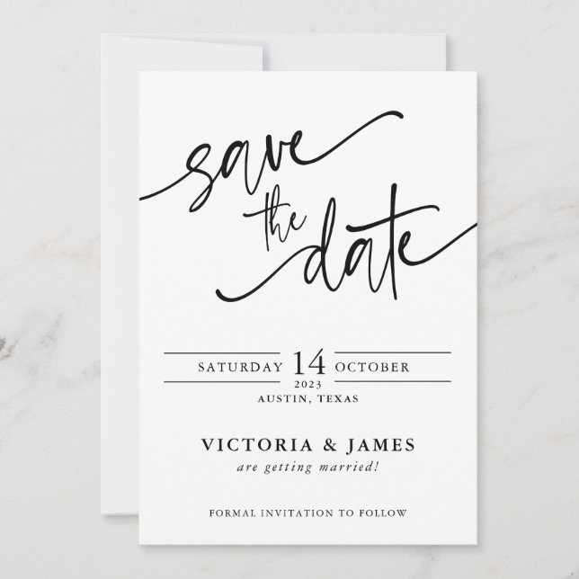 Invitación Script Wedding Save the Date (Anverso)