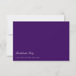 Invitación Script White & Purple Bachelorette Party Card