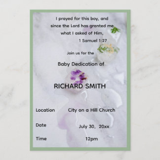 Invitación Scripture Verse Boy Baby Dedication Invitation