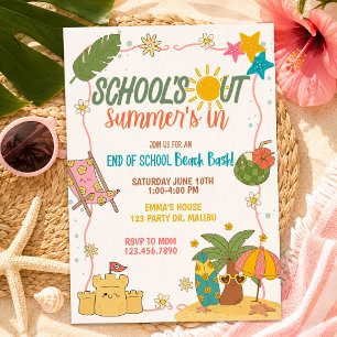 Invitación Se acabó la escuela, llegó el verano, Fiesta de pl