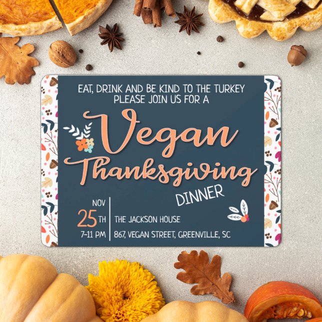Invitación Sé amable con el floral de pavo Vegan gracias (Subido por el creador)