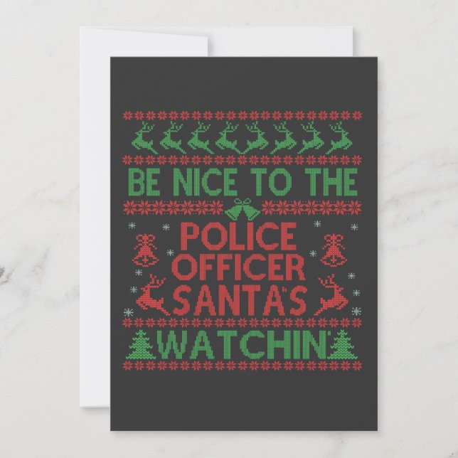 Invitación Sé Amable Con el Policía que Santa Está Observando (Anverso)